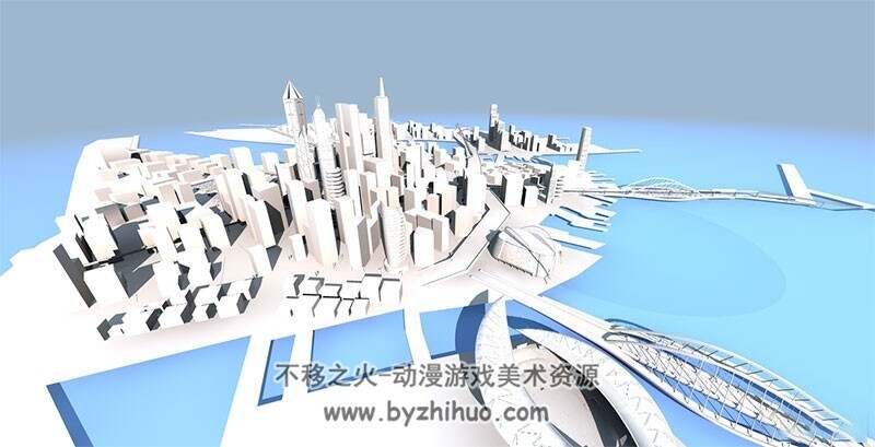 city C4D现代城市场景建筑3D模型分享