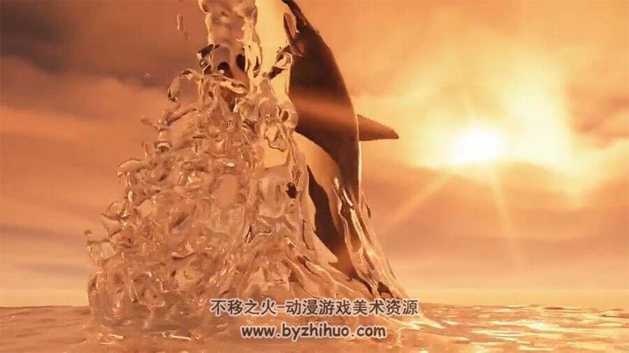 Realflow动画视频教程 虎鲸海中跃起落下动画制作教学