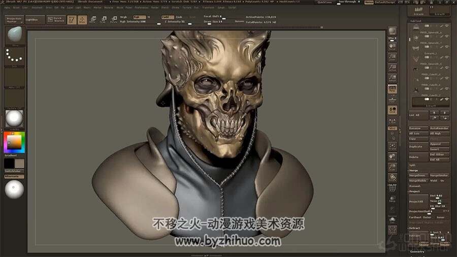 zbrush角色雕刻教程 大师级概念艺术角色头像模型制作视频教学