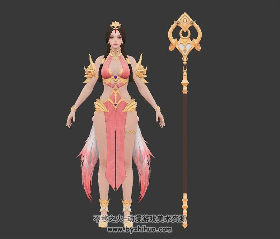 奇幻魔幻风女法师角色3DMax模型下载