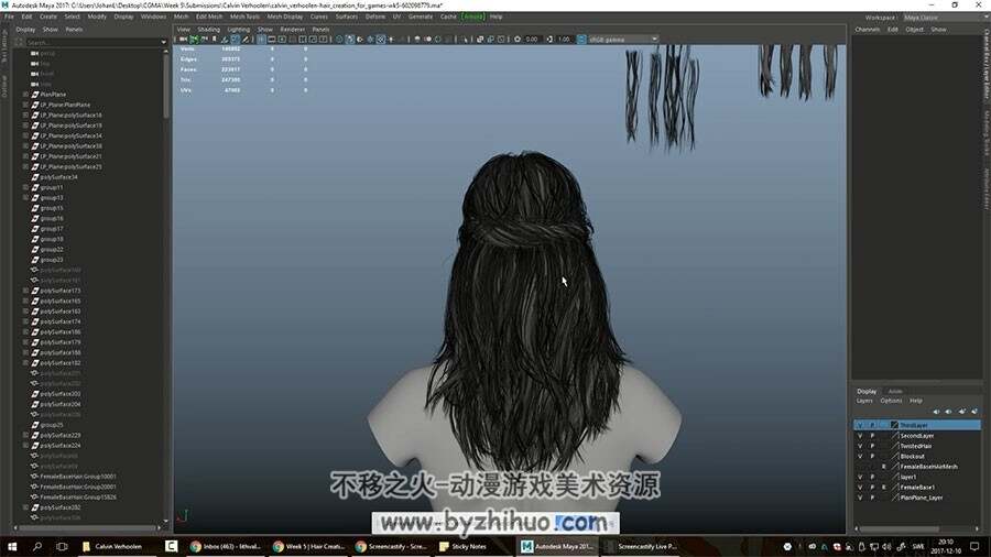 ZBRUSH毛发制作视频教程 逼真的头发效果制作教学 附源文件