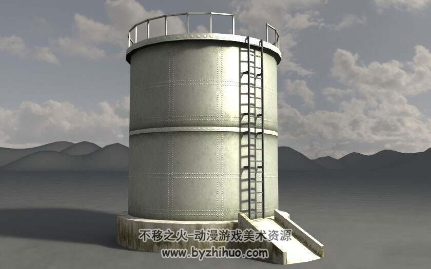 工业设施大型储存罐油储罐3D模型多种格式下载