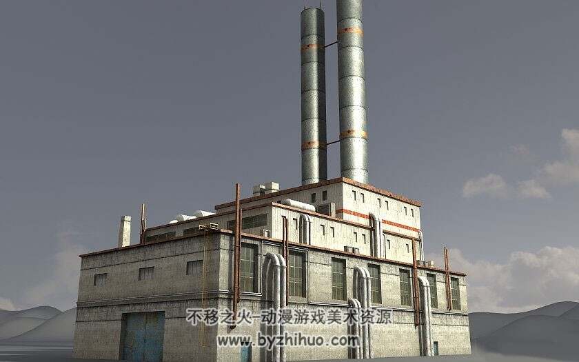 工业建筑工厂厂房3D模型多种格式下载