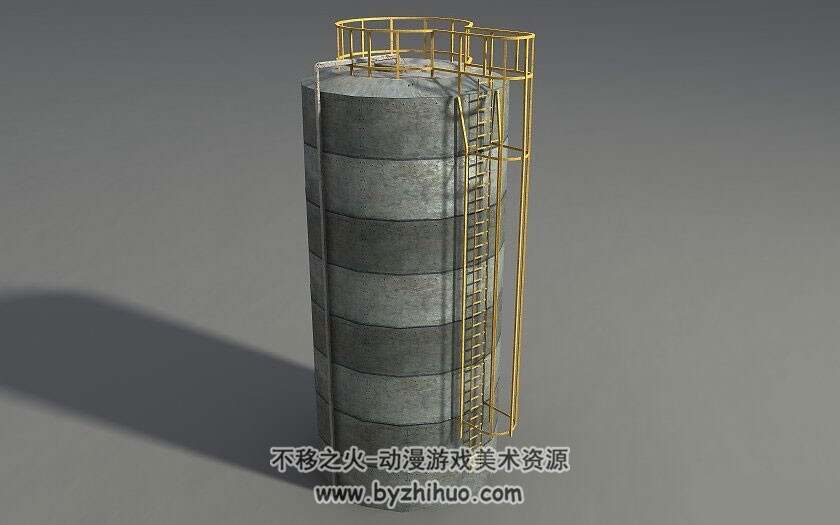 工业设施工厂不锈钢储罐3D模型分享多种格式下载