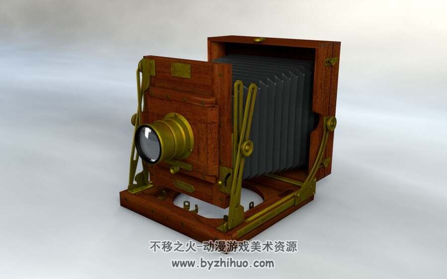 C4D老式相机古董箱式风琴相机3D模型分享下载