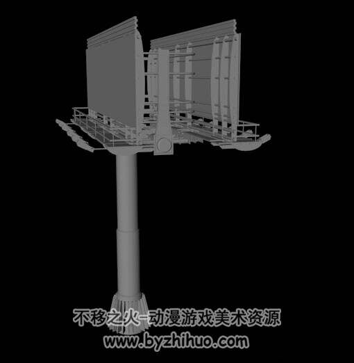 户外广告牌3D模型擎天柱灯箱Max C4D格式下载
