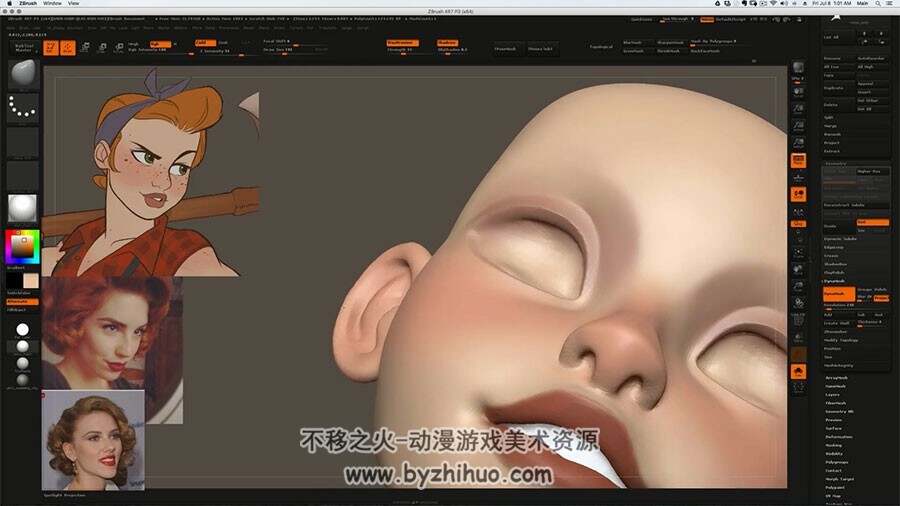 Zbrush角色雕刻视频教程 欧美卡通风角色高精模雕刻流程 附源文件