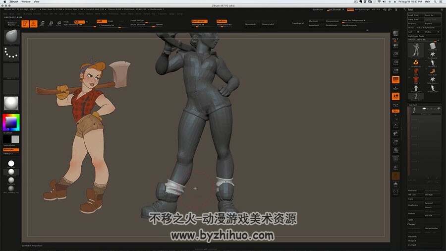 Zbrush角色雕刻视频教程 欧美卡通风角色高精模雕刻流程 附源文件