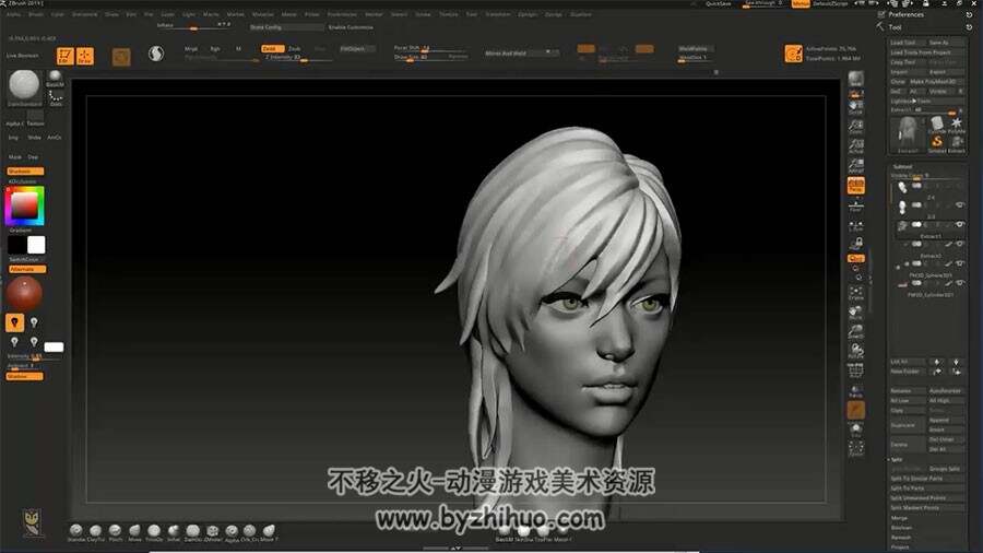 Zbrush角色雕刻视频教程 女性剑士高精模型制作完整流程 附源文件 资源下载