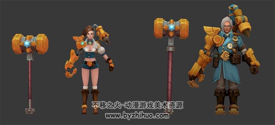 动作类游戏角色人物小合集 灰烬之战男女英雄3D模型Max Maya格式下载