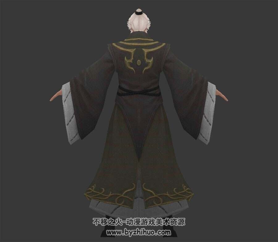 中式武侠游戏人物古装大叔老大爷3DMax模型下载