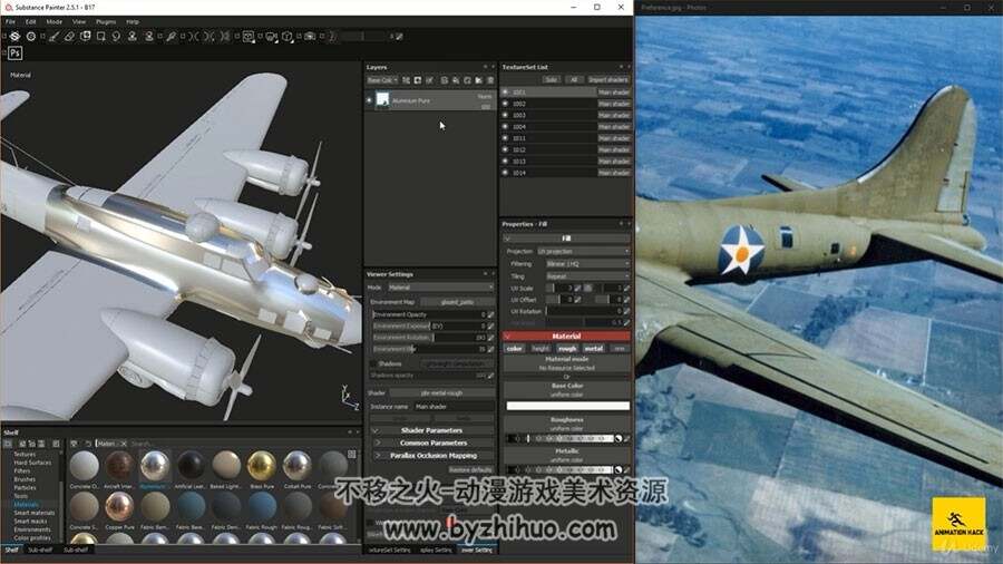 Maya Substance Painter模型与纹理制作视频教程 飞机高精模制作教学 附源文件