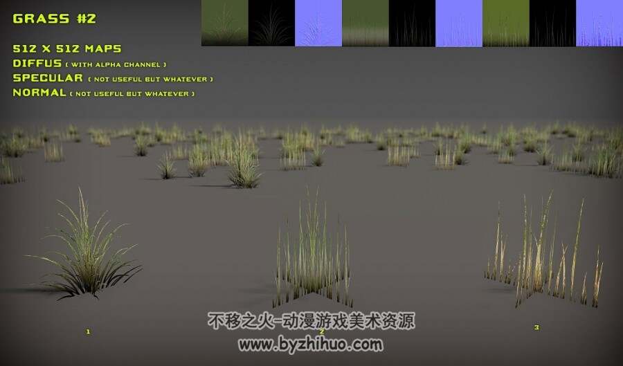 Grass Pack 2 植物黄草3D模型 fbx obj格式分享
