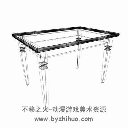 中式方形餐桌3DMax模型下载