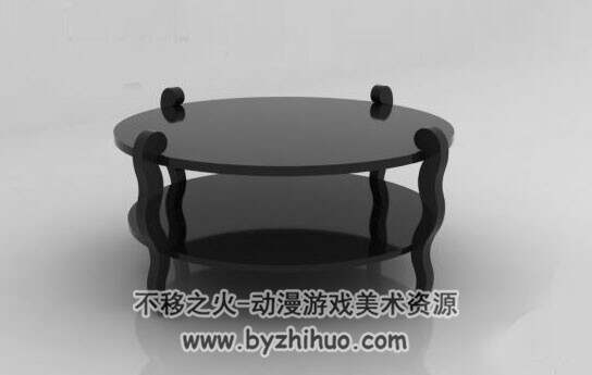 室内黑色玻璃茶几3D模型3DS格式下载