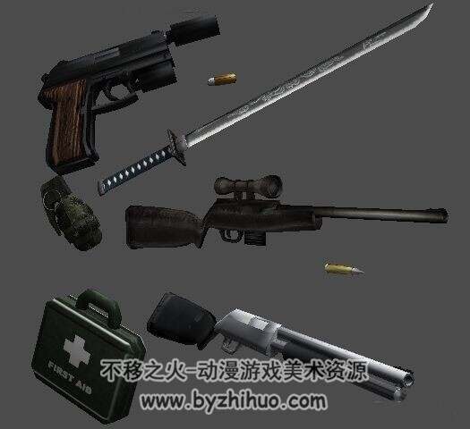 Newheres Weapon 刀枪手榴弹3D游戏兵器obj格式模型下载