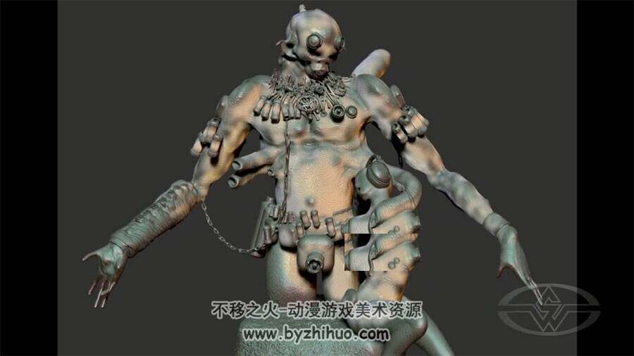 ZBrush角色雕刻视频教程 雕刻概念怪物教学 附源文件