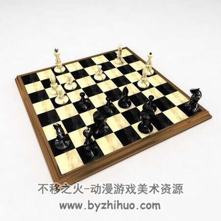 Chessboard with chessmen 国际象棋3DMax模型分享下载
