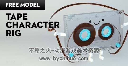 Tape Character C4D卡通磁带3D模型下载