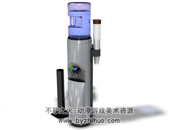 Water dispenser C4D圆筒式饮水机3D模型下载