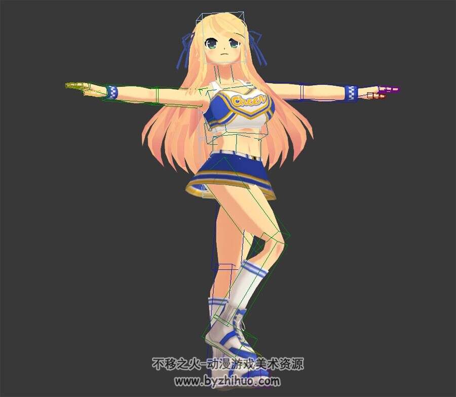 运动装萝莉女孩pose3D模型带绑定下载