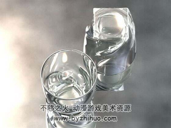 Glass C4D玻璃杯水杯3D模型下载