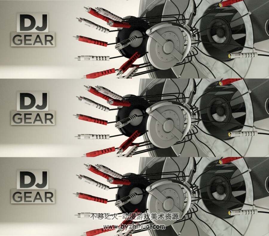 DJ-Gear c4d耳麦耳机DJ设备3D模型下载