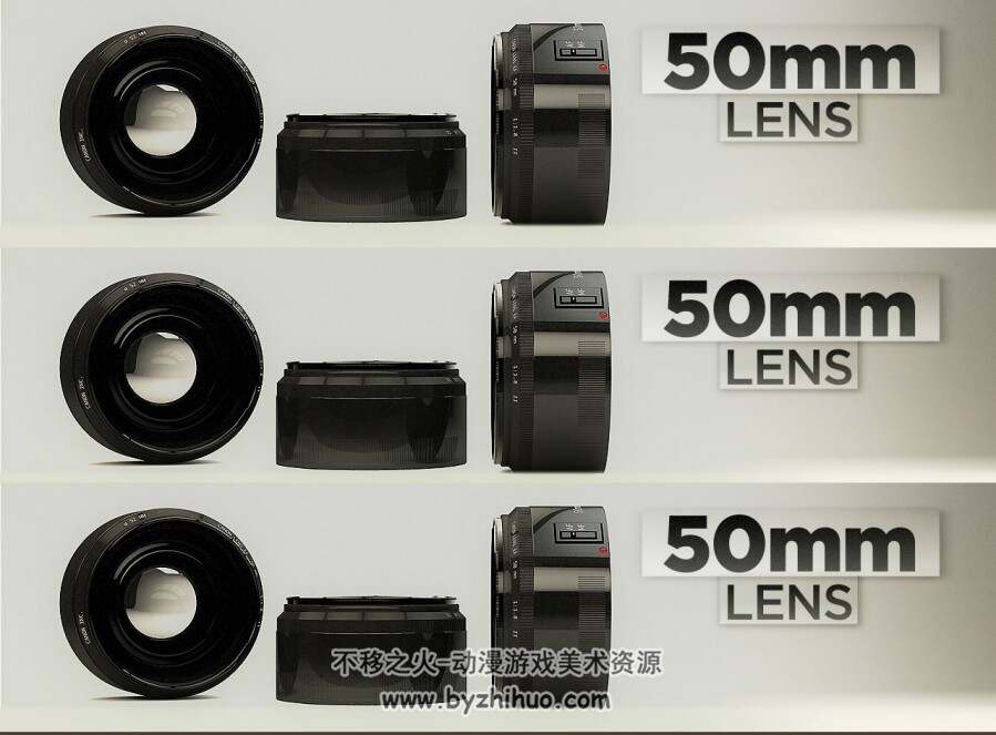 50mm-Lens C4D佳能50mm相机镜头3D模型下载