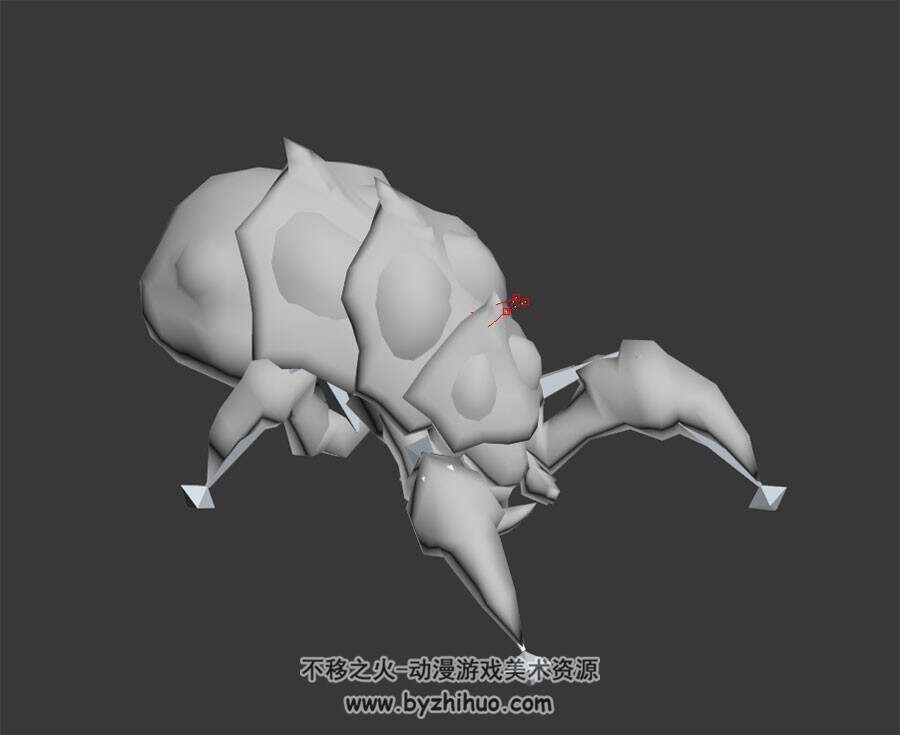 游戏昆虫攻击动作3DMax模型带骨骼下载