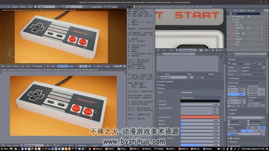 Blender基础构建渲染NES控制器视频教程 游戏手柄制作教学 附源文件