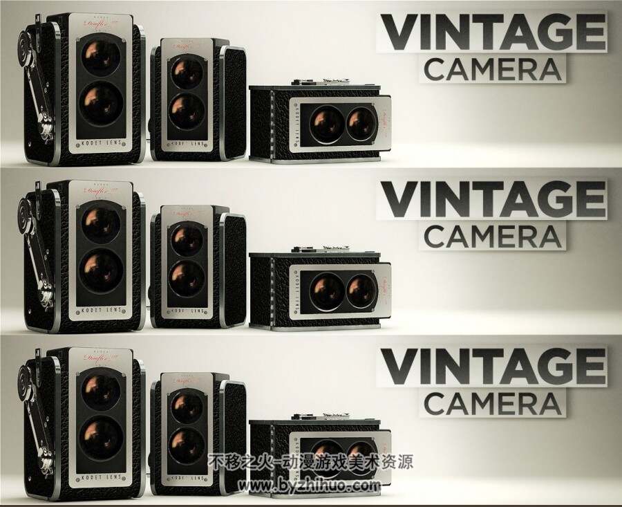 Vintage Fotocamera C4D双镜头相机3D模型下载