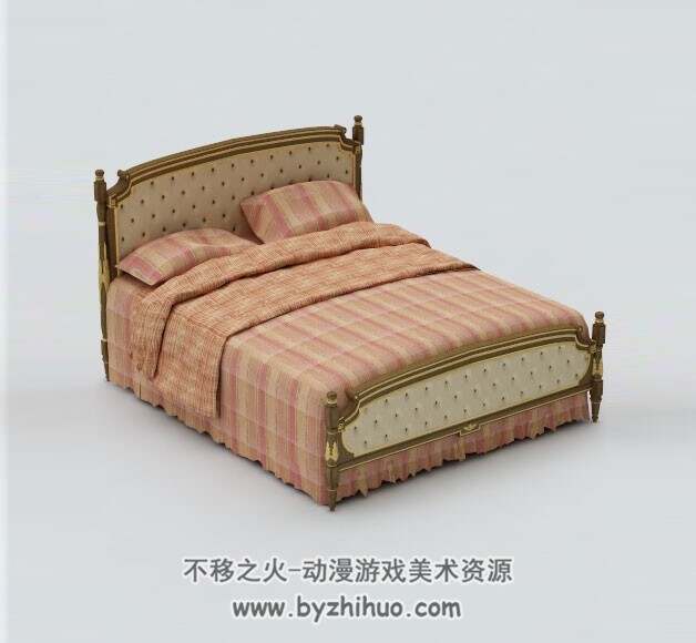 Double bed 双人床C4D3D模型分享下载