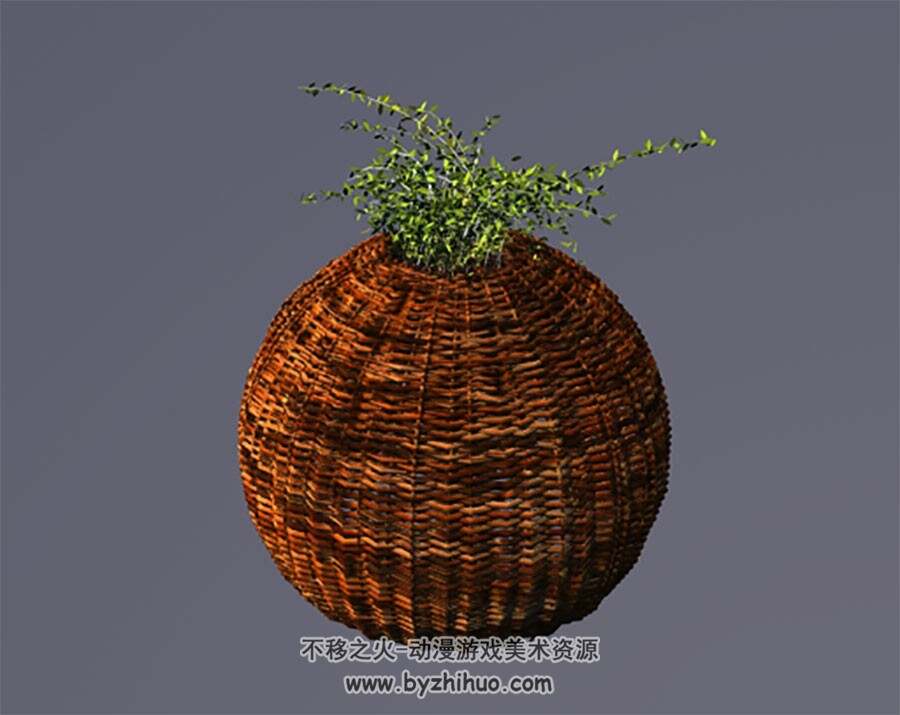 Lantern baskets C4D藤条编织灯笼花篮3D模型下载