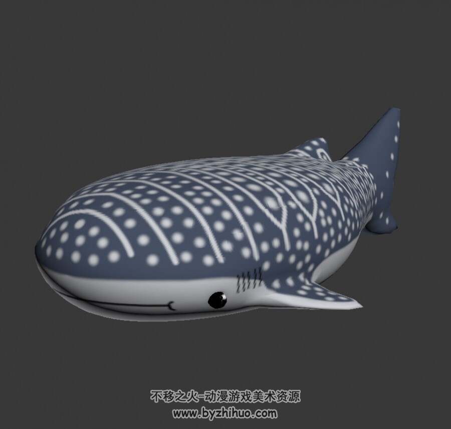 可爱的花纹鲨鱼3D模型fbx格式下载