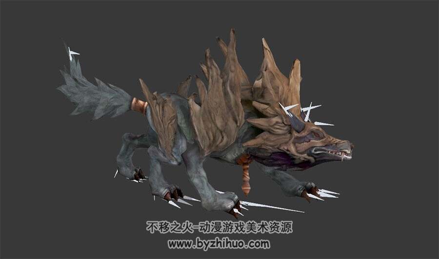 游戏怪物生物妖兽3DMax模型7只合集带骨骼全套动作下载