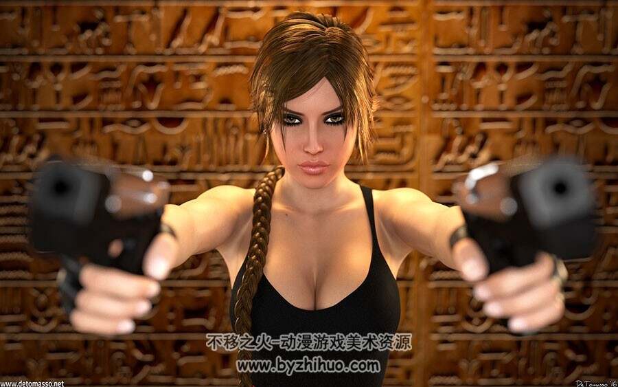 拿武器枪的女性3D渲染作品人体艺用姿势参考分享 112P