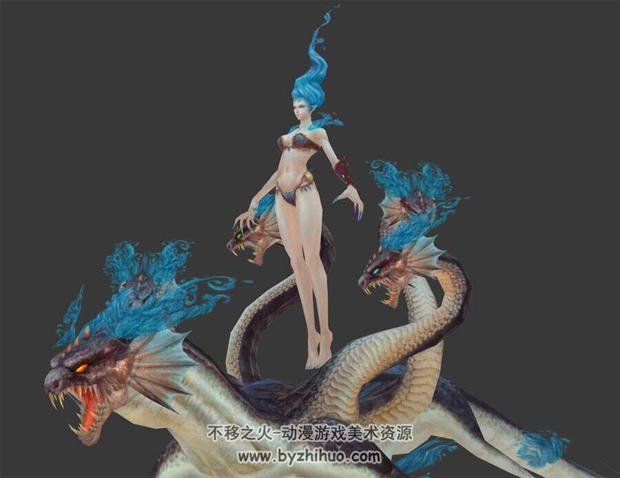 深海海兽妖兽大型BOSS女妖3DMax模型下载