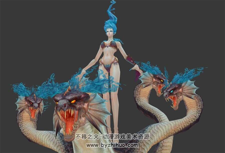 深海海兽妖兽大型BOSS女妖3DMax模型下载