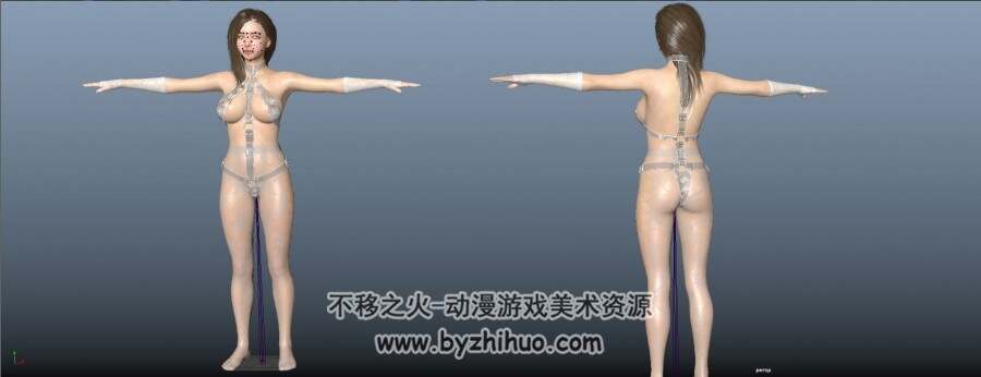 皇冠蕾丝白纱裙女孩3D模型fbx Maya格式下载