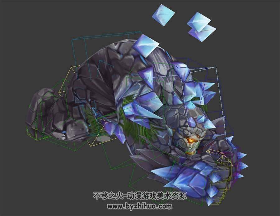 冰山石怪带绑定攻击动作3DMax格式模型下载