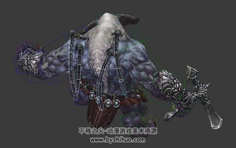 仙侠玄幻风游戏boss牛魔王带绑定含贴图3DMax模型待机动作下载