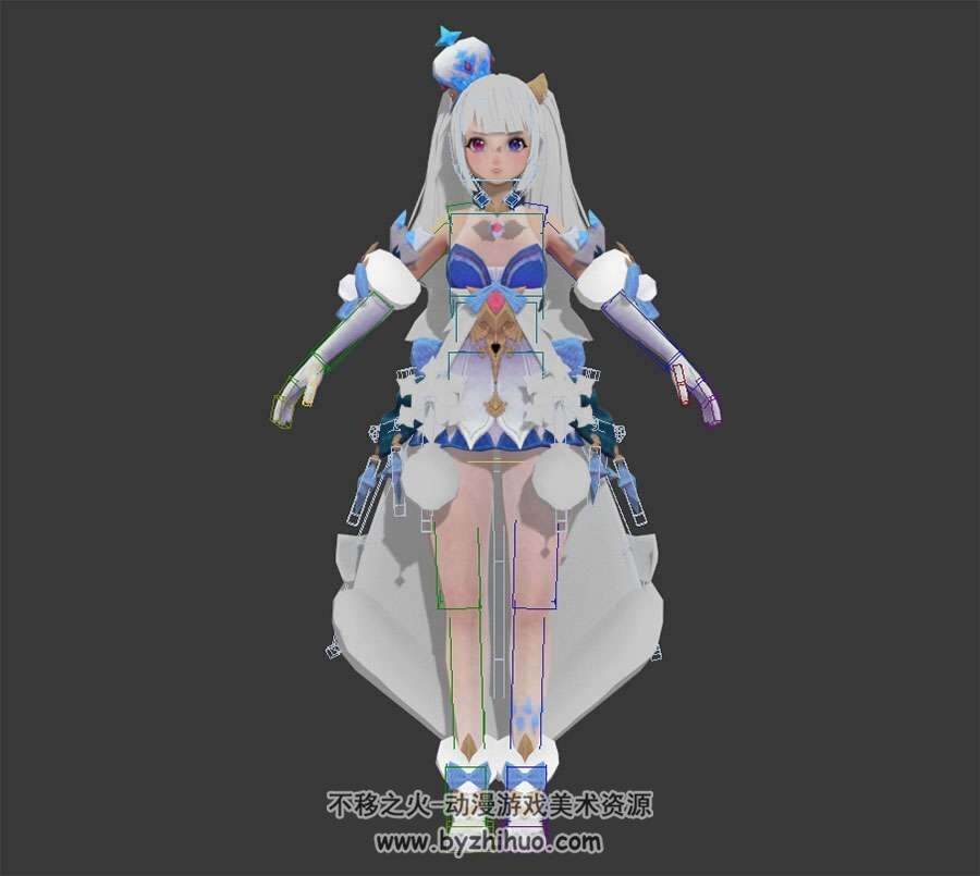异瞳公主裙女孩3D模型Max格式带绑定下载