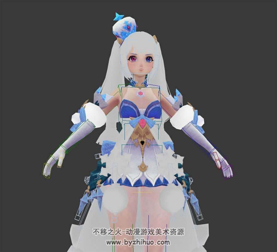 异瞳公主裙女孩3D模型Max格式带绑定下载