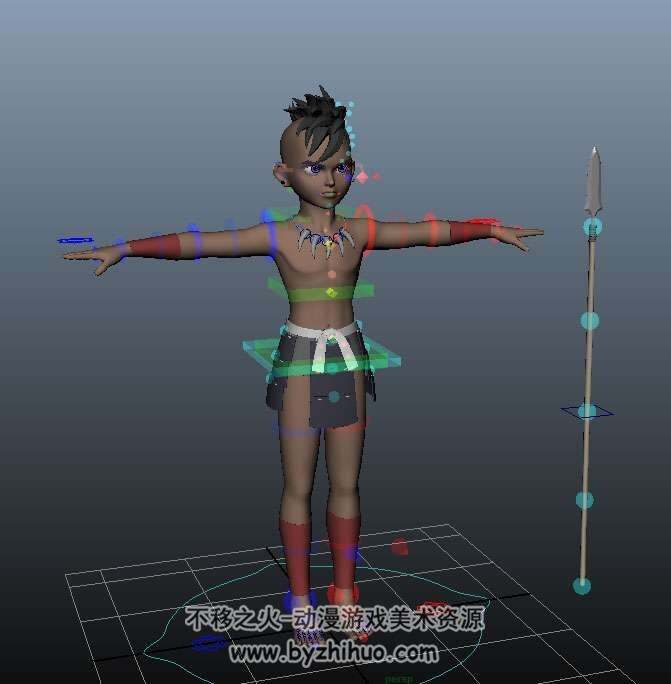 欧美风部落土著少年3D模型Maya格式下载