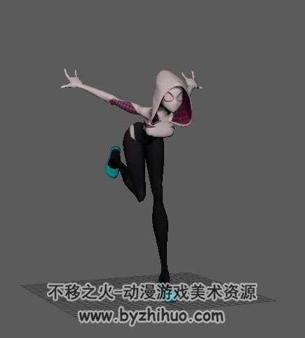 女英雄蜘蛛侠格温3D模型Maya格式分享下载