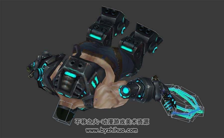 游戏角色男生化战士3DMax模型带绑定全套动作下载
