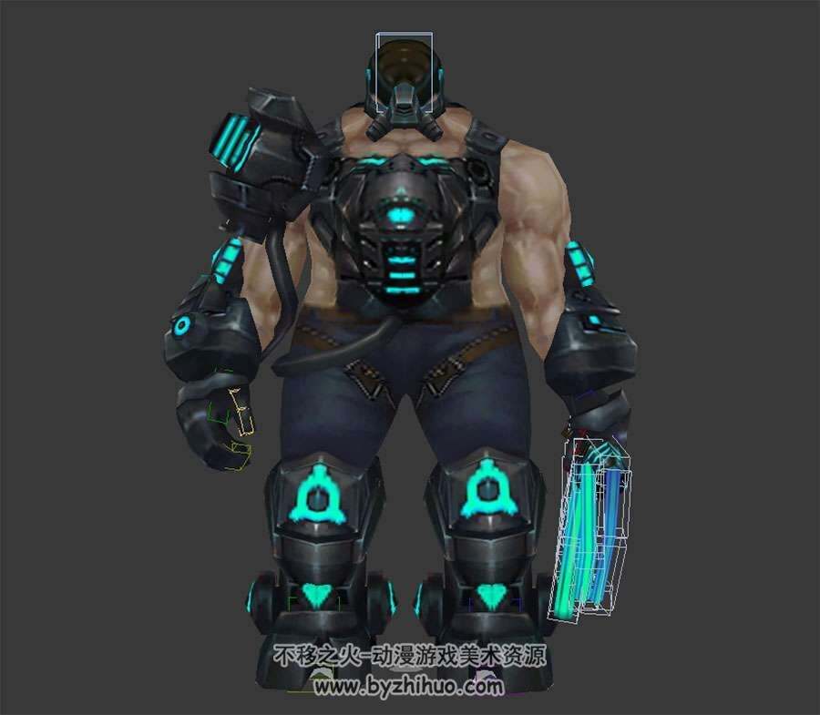 游戏角色男生化战士3DMax模型带绑定全套动作下载