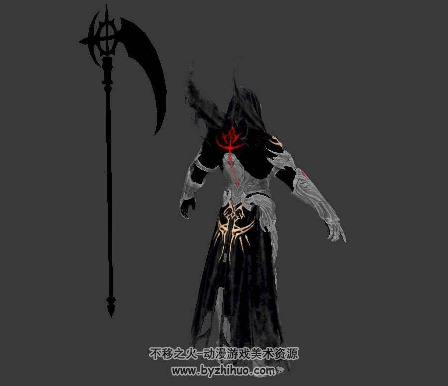 游戏玄幻风格角色死神恶灵带道具镰刀3DMax模型下载分享