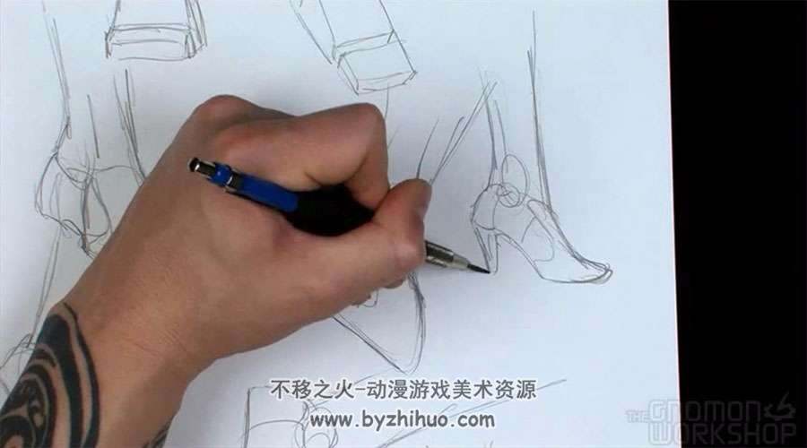 外国高级动态形体绘画手绘视频教程 头手脚形体的绘画方法