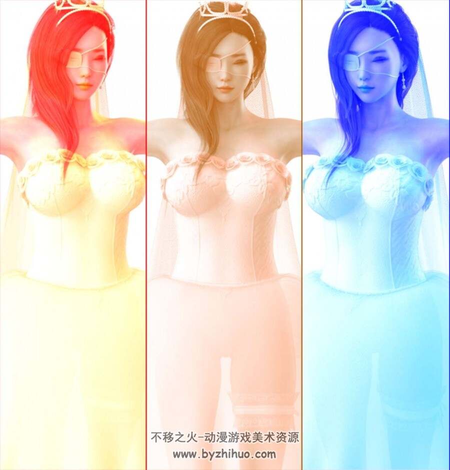 性感婚纱女孩3D模型